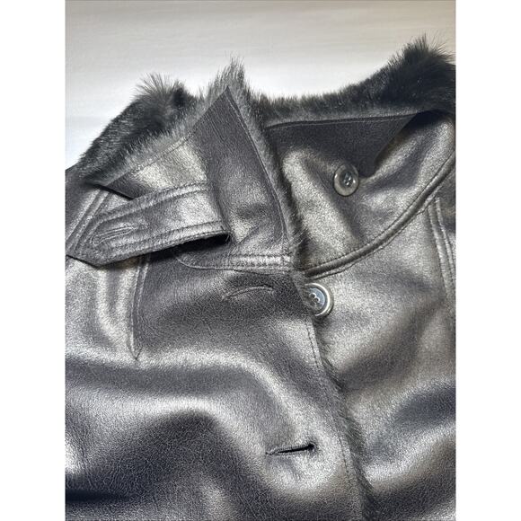 Coldwater Creek Womens XL Gray Metallic Shine Coat Button Up Faux Fur Lined NWOT - Picture 8 of 16